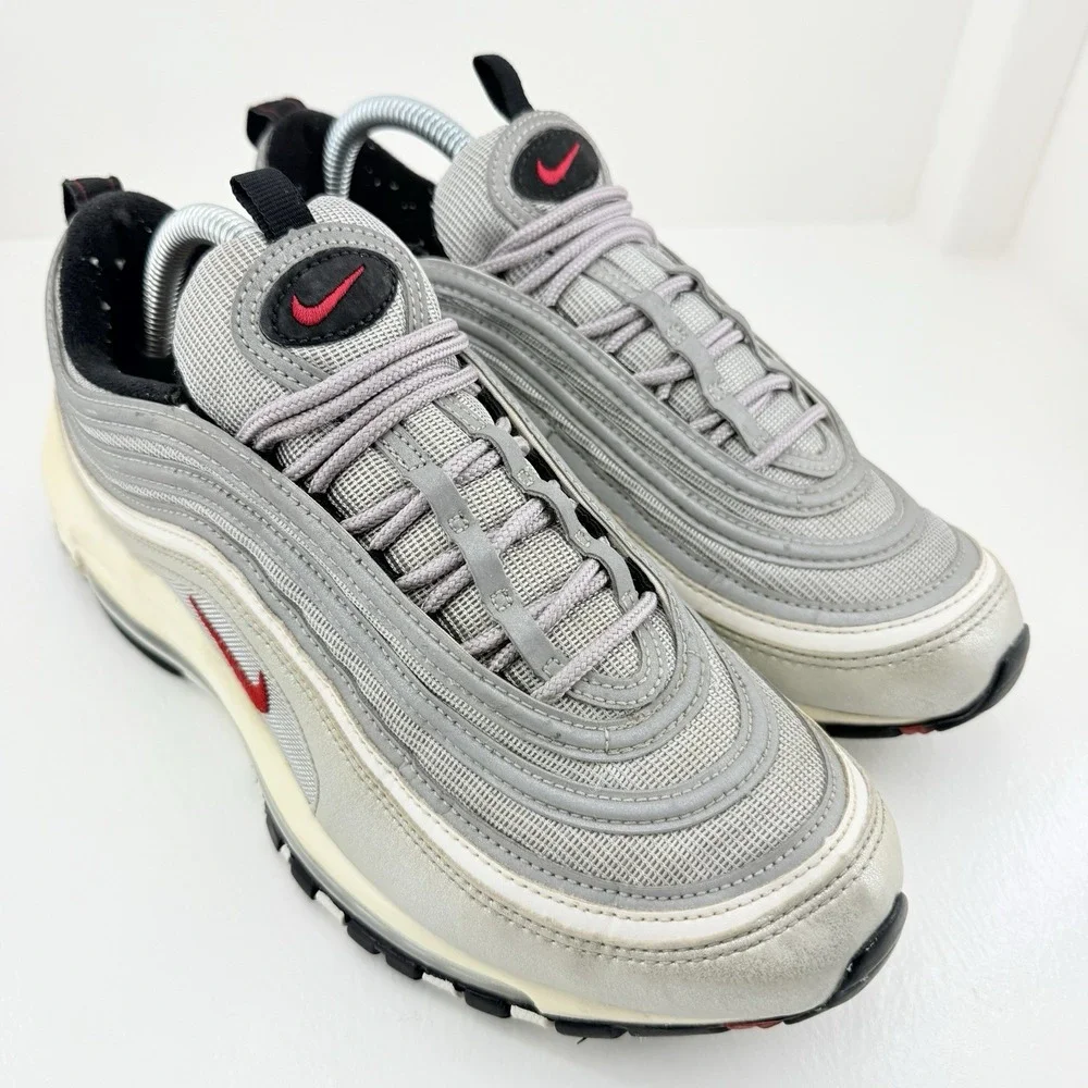 Nike Air Max 97 Silver Grey Red 844421-001 Mens 8.5 UK 7.5 EU 42 Sneakers